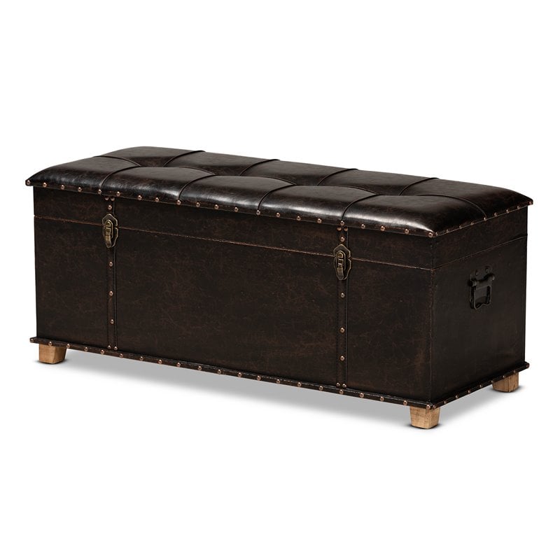 Baxton Studio Janna Rustic Dark Brown and Brown Finished Wood Storage Ottoman