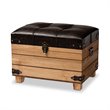 Baxton Studio Edmund Rustic Dark Brown Finished Wood Storage Ottoman