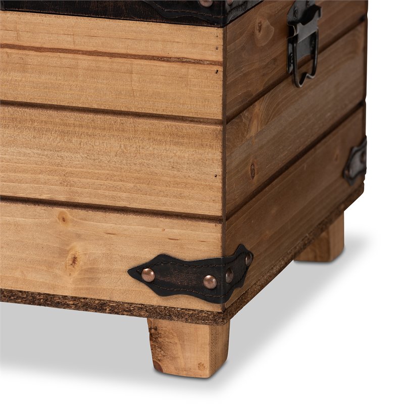 Baxton Studio Edmund Rustic Dark Brown Finished Wood Storage Ottoman