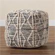 Baxton Studio Sentir Moroccan Inspired Ivory and Black Wool Blend Pouf Ottoman