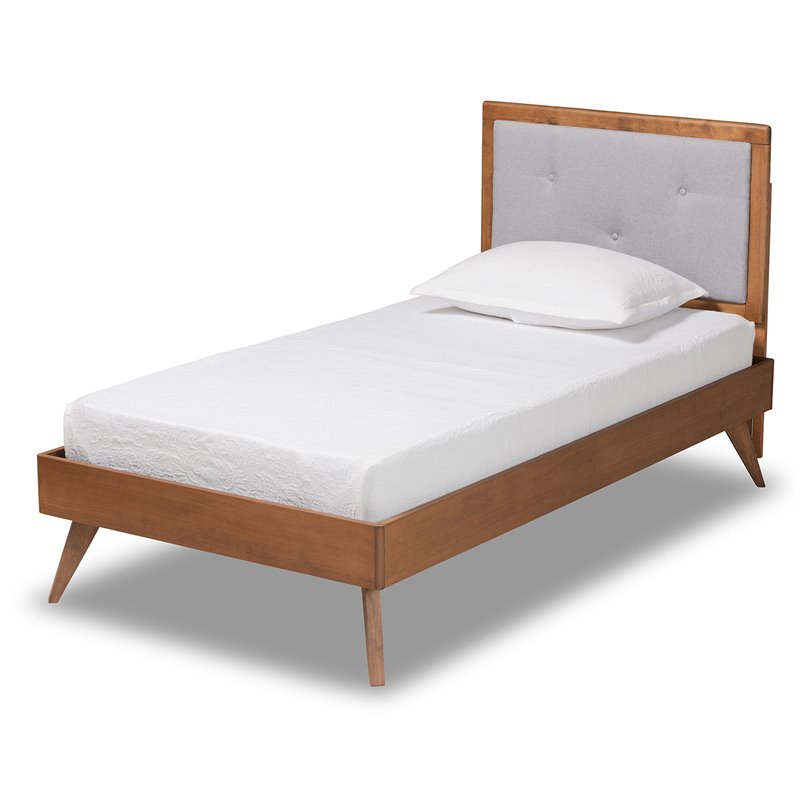 Baxton Studio Laima Light Grey and Brown Finished Wood Twin Size Platform Bed