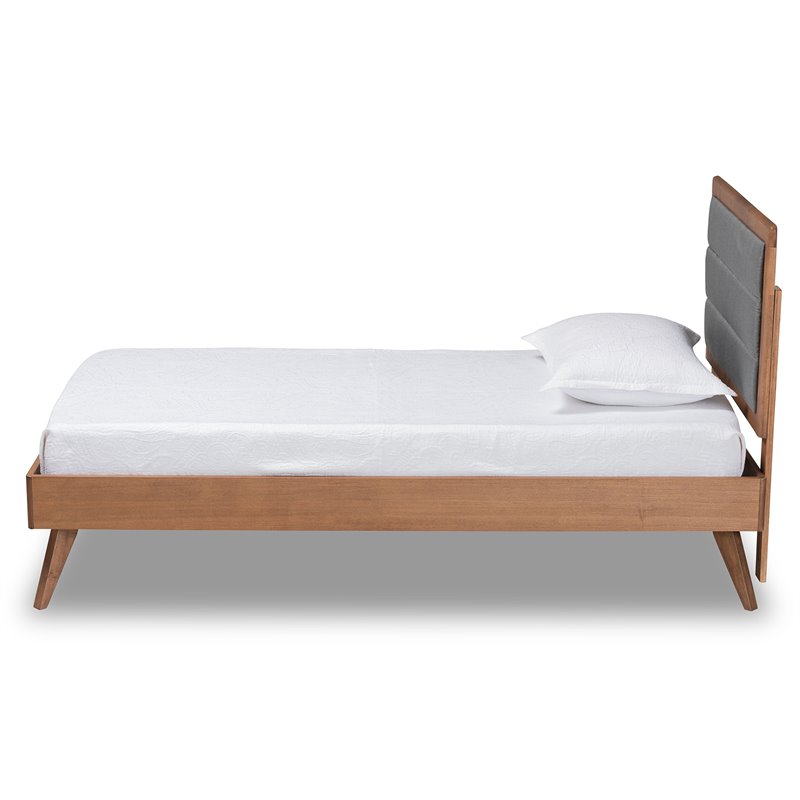 Baxton Studio Linn Dark Grey and Brown Finished Wood Twin Size Platform Bed