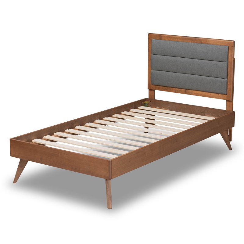 Baxton Studio Linn Dark Grey and Brown Finished Wood Twin Size Platform Bed