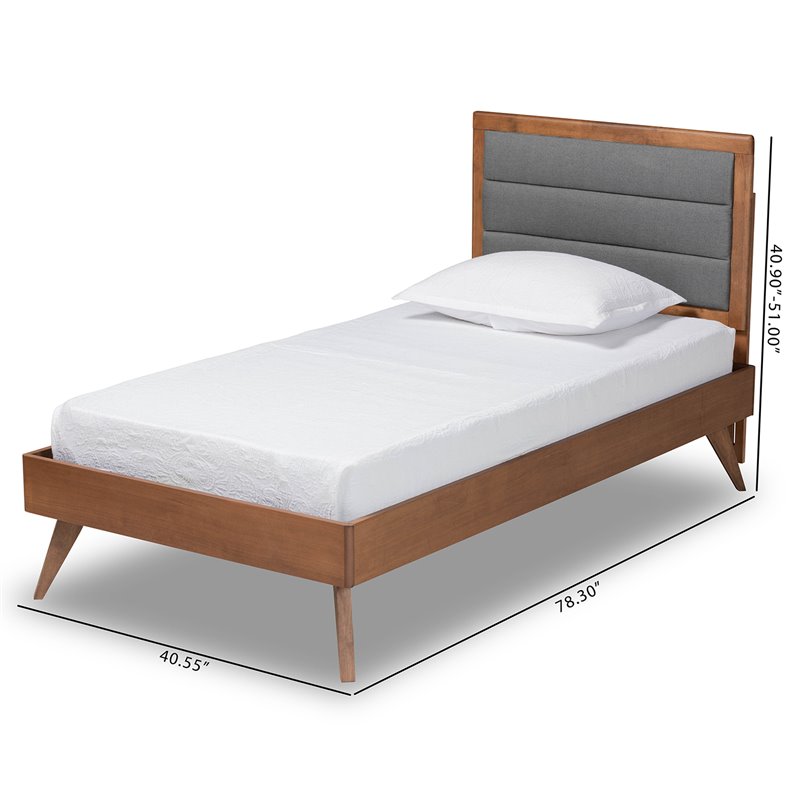 Baxton Studio Linn Dark Grey and Brown Finished Wood Twin Size Platform Bed