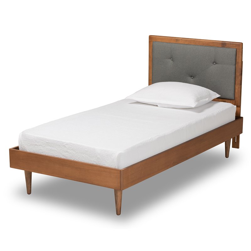 Baxton Studio Saul Dark Grey and Brown Finished Wood Twin Size Platform Bed