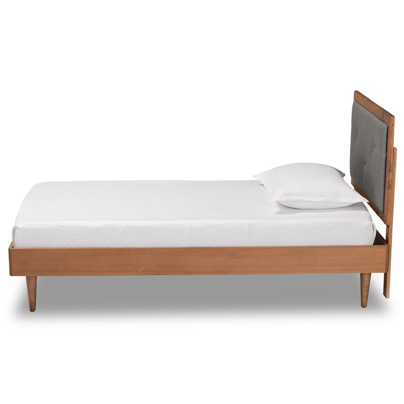 Baxton Studio Saul Dark Grey and Brown Finished Wood Twin Size Platform Bed