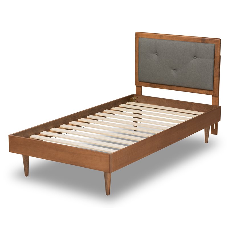 Baxton Studio Saul Dark Grey and Brown Finished Wood Twin Size Platform Bed