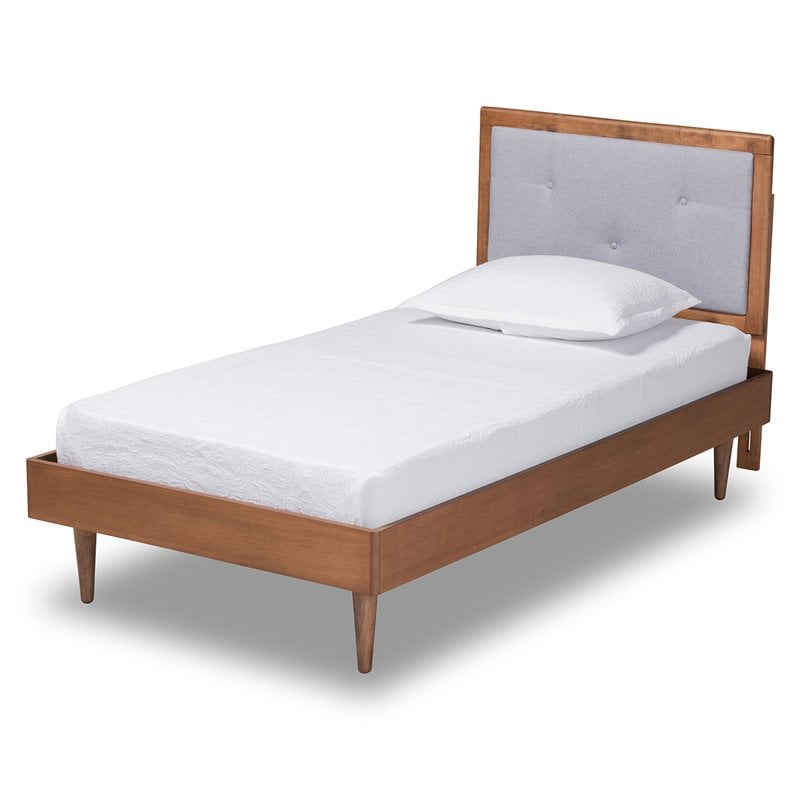 Baxton Studio Saul Light Grey and Brown Finished Wood Twin Size Platform Bed