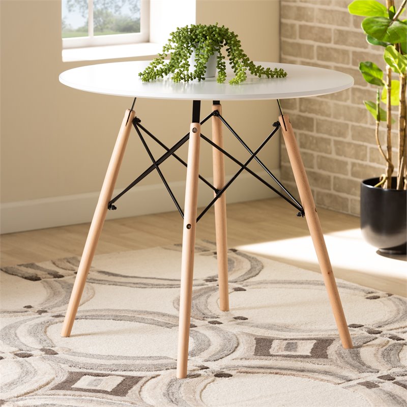 Baxton Studio Varen White Finished and Oak Brown Finished Wood Dining Table