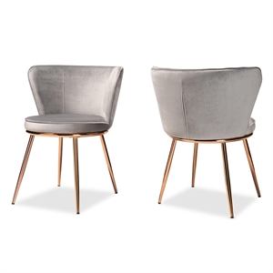 baxton studio farah grey and rose gold finished dining chair (set of 2)