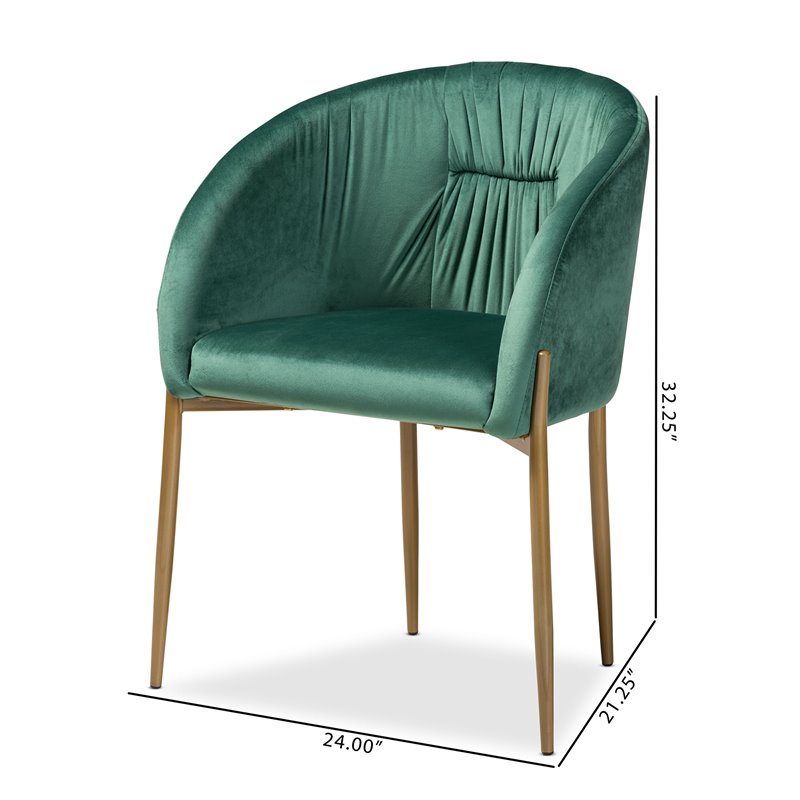 Baxton Studio Ballard Green Velvet Fabric and Gold Finished Metal Dining Chair