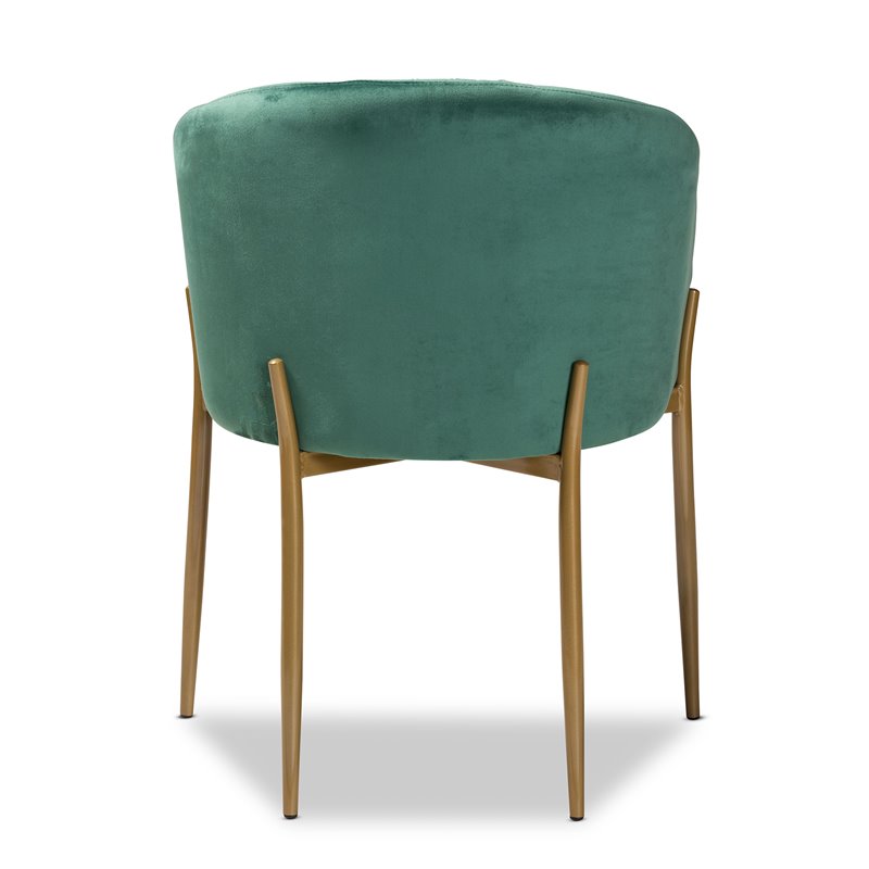 Baxton Studio Ballard Green Velvet Fabric and Gold Finished Metal Dining Chair