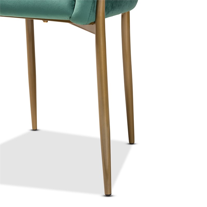 Baxton Studio Ballard Green Velvet Fabric and Gold Finished Metal Dining Chair
