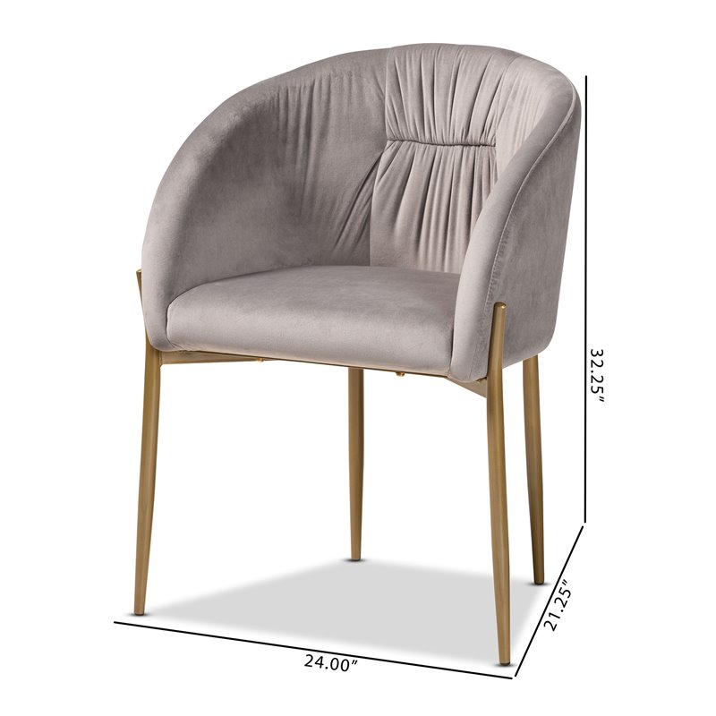 Baxton Studio Ballard Grey Velvet Fabric and Gold Finished Metal Dining Chair