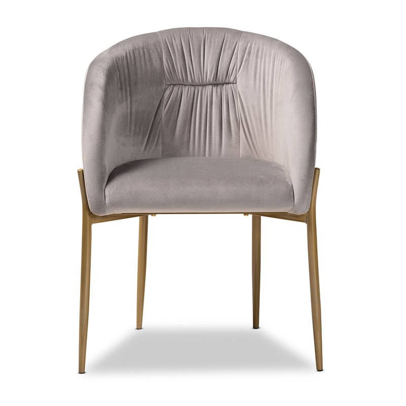 Baxton Studio Ballard Grey Velvet Fabric and Gold Finished Metal Dining Chair