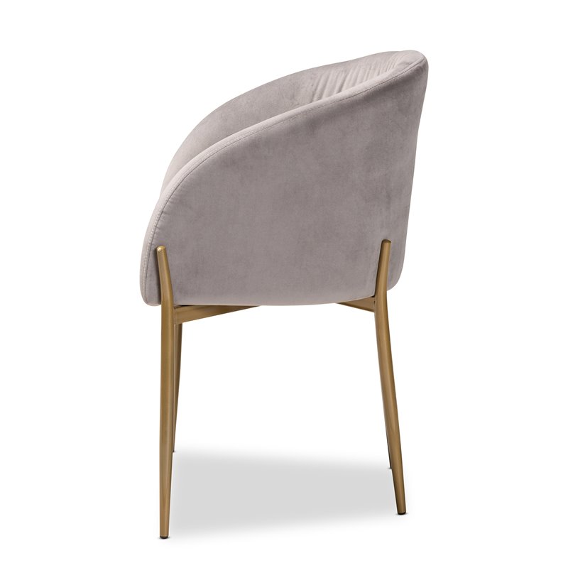 Baxton Studio Ballard Grey Velvet Fabric and Gold Finished Metal Dining Chair