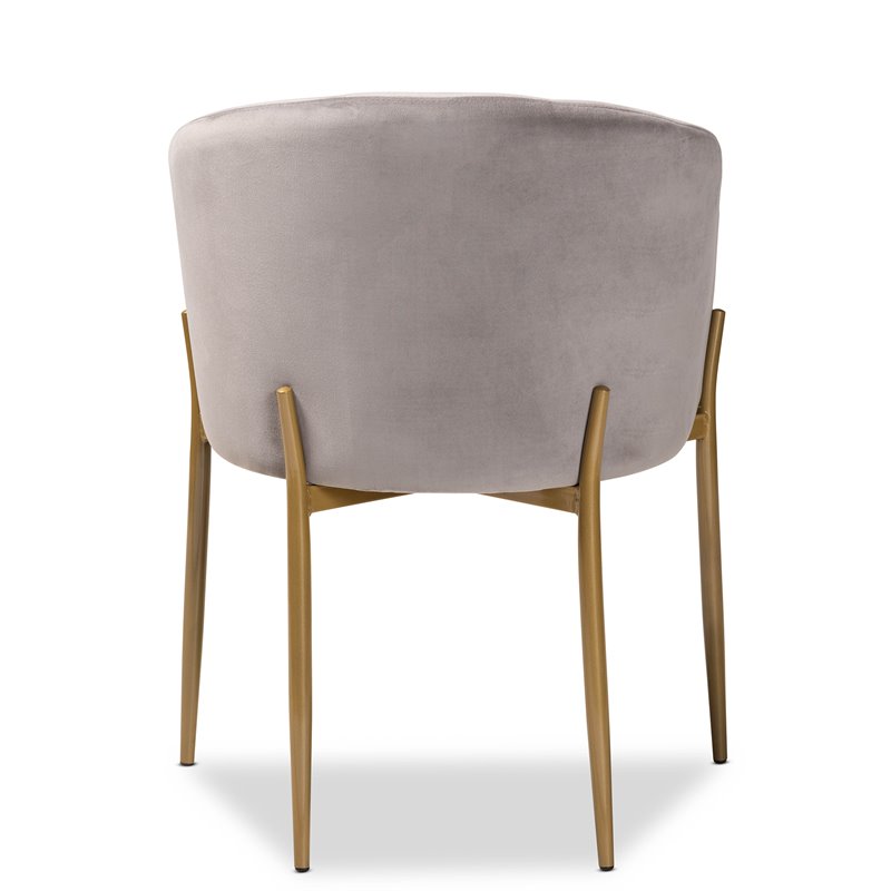 Baxton Studio Ballard Grey Velvet Fabric and Gold Finished Metal Dining Chair