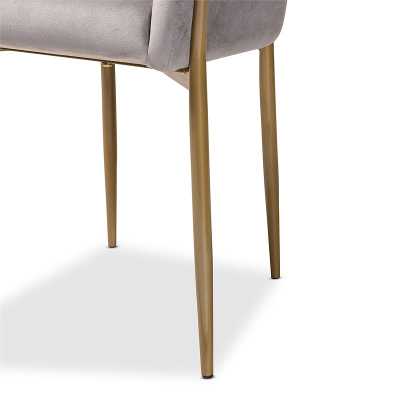 Baxton Studio Ballard Grey Velvet Fabric and Gold Finished Metal Dining Chair
