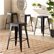 Baxton Studio Horton Black Finished Metal 4-Piece Stackable Counter Stool Set