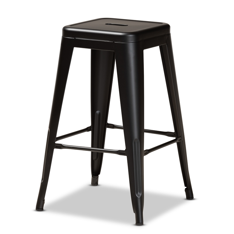 Baxton Studio Horton Black Finished Metal 4-Piece Stackable Counter Stool Set