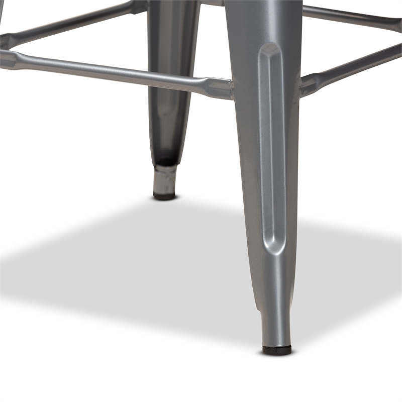 Baxton Studio Horton Grey Finished Metal 4-Piece Stackable Counter Stool Set