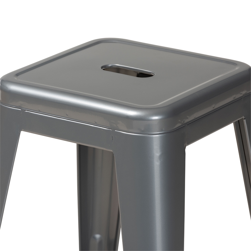 Baxton Studio Horton Grey Finished Metal 4-Piece Stackable Counter Stool Set