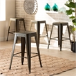 Baxton Studio Horton Gunmetal Finished 4-Piece Stackable Counter Stool Set