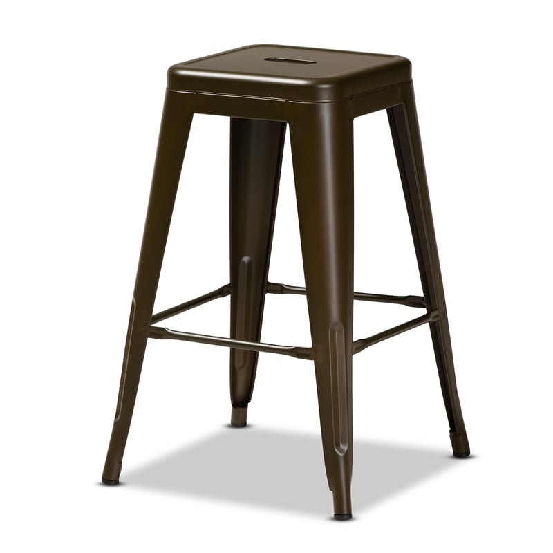 Baxton Studio Horton Gunmetal Finished 4-Piece Stackable Counter Stool Set