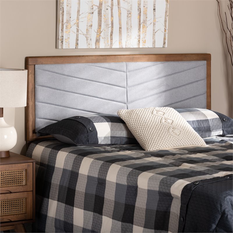 Baxton Studio Iden Light Grey and Brown Finished Wood King Size Headboard