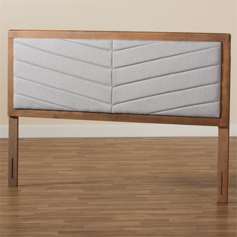 Baxton Studio Iden Light Grey and Brown Finished Wood King Size Headboard
