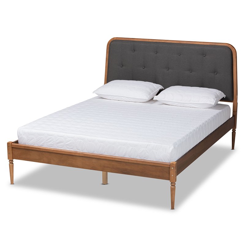 Baxton Studio Diantha Dark Grey and Brown Finished Wood King Size Platform Bed