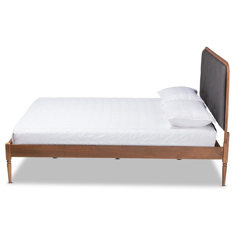 Baxton Studio Diantha Dark Grey and Brown Finished Wood King Size Platform Bed