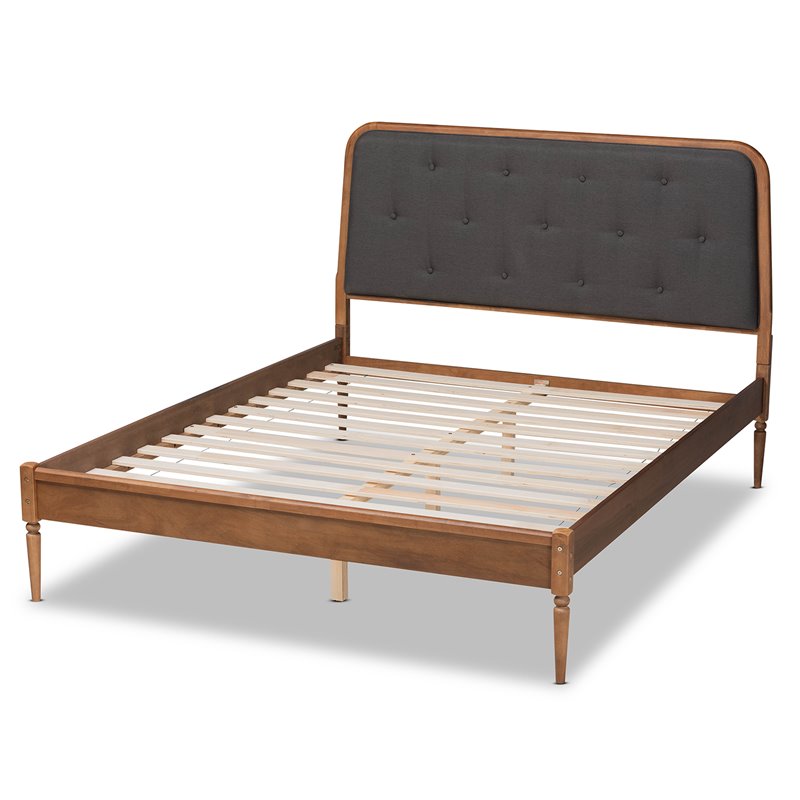 Baxton Studio Diantha Dark Grey and Brown Finished Wood King Size Platform Bed