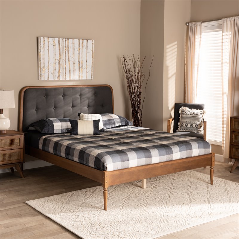 Baxton Studio Diantha Dark Grey and Brown Finished Wood King Size Platform Bed