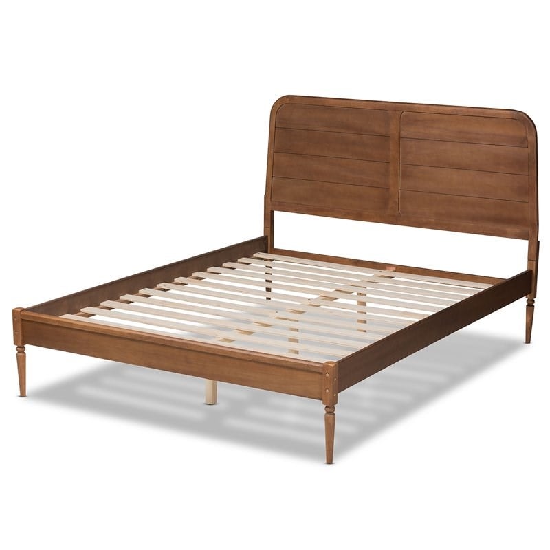 Baxton Studio Kassidy Walnut Brown Finished Wood Queen Size Platform Bed