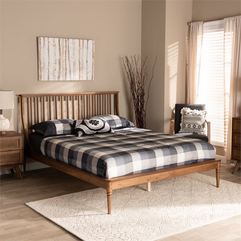 Baxton Studio Abel Walnut Brown Finished Wood Queen Size Platform Bed