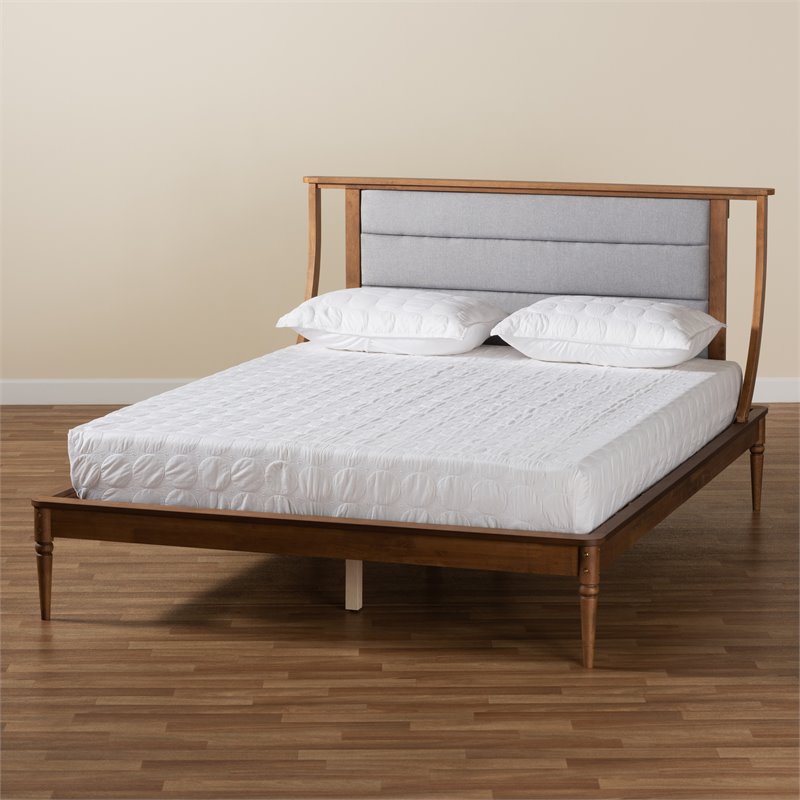 Baxton Studio Regis Light Grey and Brown Finished Wood Full Size Platform Bed