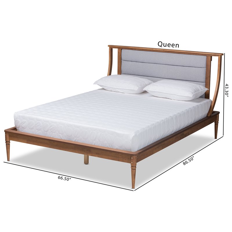 Baxton Studio Regis Light Grey and Brown Finished Wood Queen Size Platform Bed
