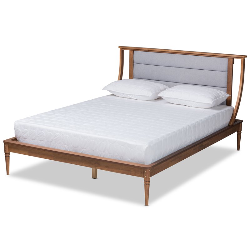 Baxton Studio Regis Light Grey and Brown Finished Wood King Size Platform Bed