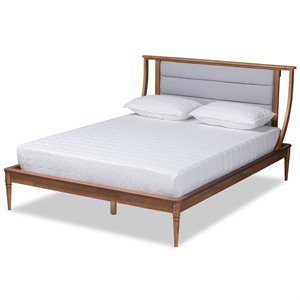 Baxton Studio Regis Light Grey and Brown Finished Wood King Size Platform Bed