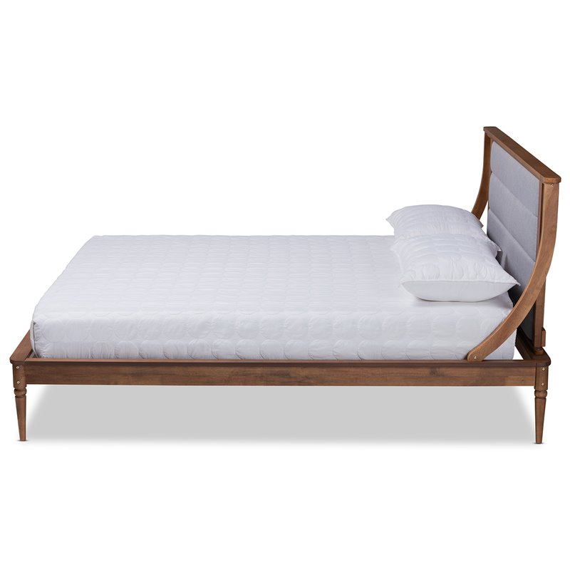 Baxton Studio Regis Light Grey and Brown Finished Wood King Size Platform Bed