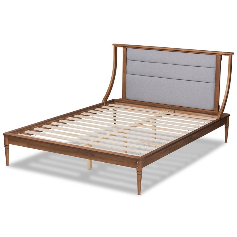 Baxton Studio Regis Light Grey and Brown Finished Wood King Size Platform Bed
