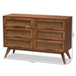Baxton Studio Barrett Brown Finished Wood and Synthetic Rattan 6-Drawer Dresser