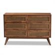 Baxton Studio Barrett Brown Finished Wood and Synthetic Rattan 6-Drawer Dresser
