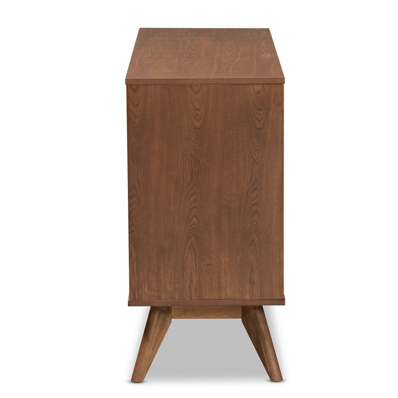 Baxton Studio Barrett Brown Finished Wood and Synthetic Rattan 6-Drawer Dresser
