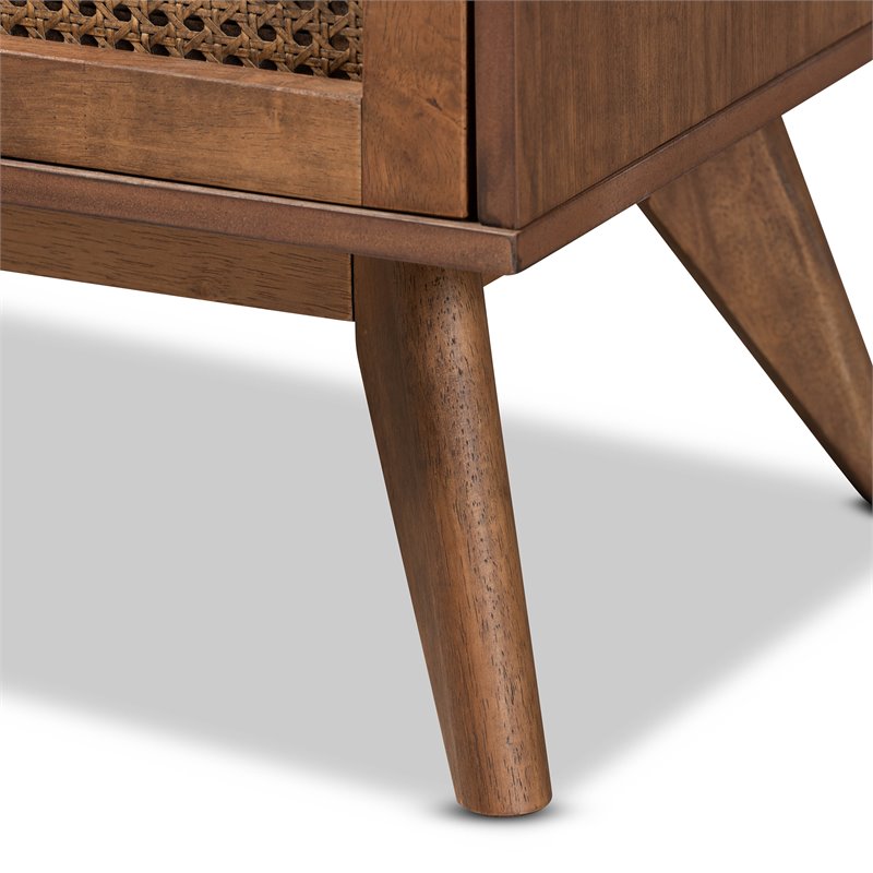 Baxton Studio Barrett Brown Finished Wood and Synthetic Rattan 6-Drawer Dresser