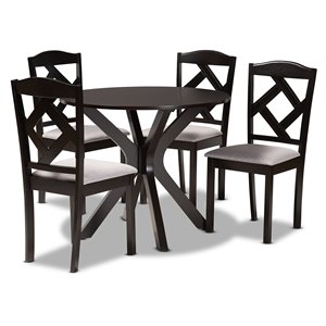 Baxton Studio Carlin Grey and Dark Brown Finished Wood 5-Piece Dining Set