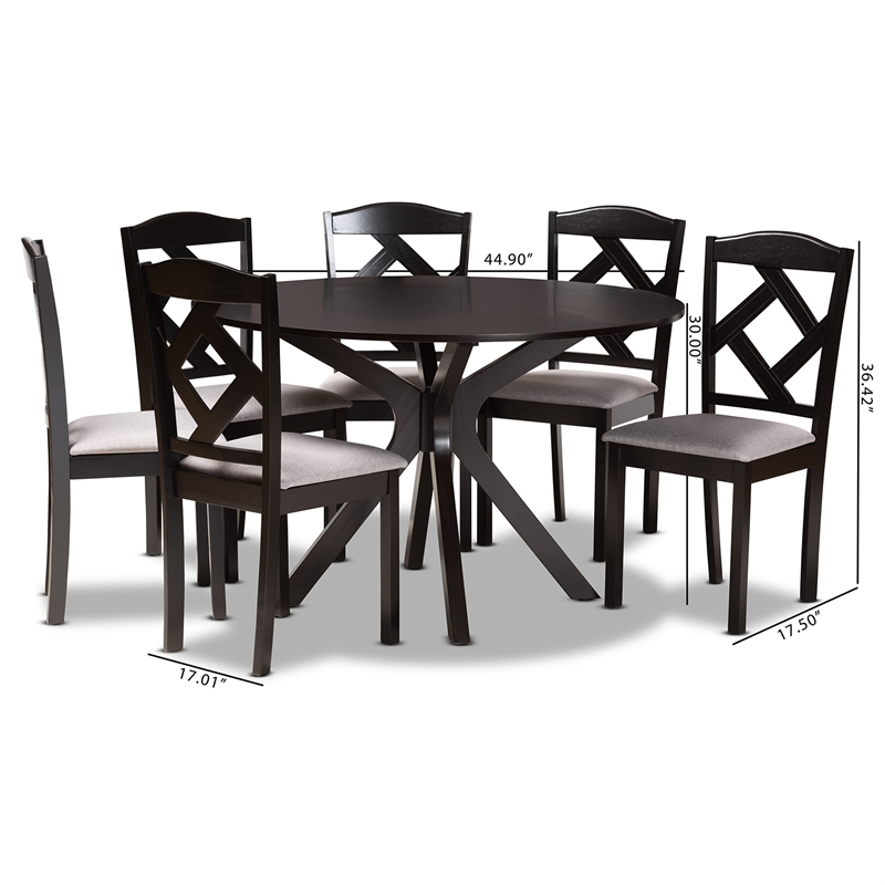 Baxton Studio Carlin Grey and Dark Brown Finished Wood 7-Piece Dining Set
