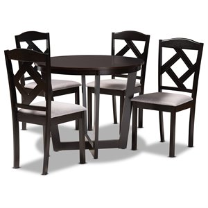 Baxton Studio Morigan Grey and Dark Brown Finished Wood 5-Piece Dining Set