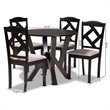 Baxton Studio Riona Grey Fabric and Dark Brown Finished Wood 5-Piece Dining Set